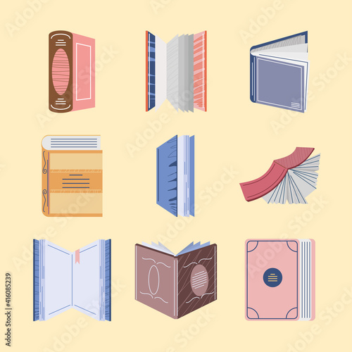 set book, textbooks with hardcover literature