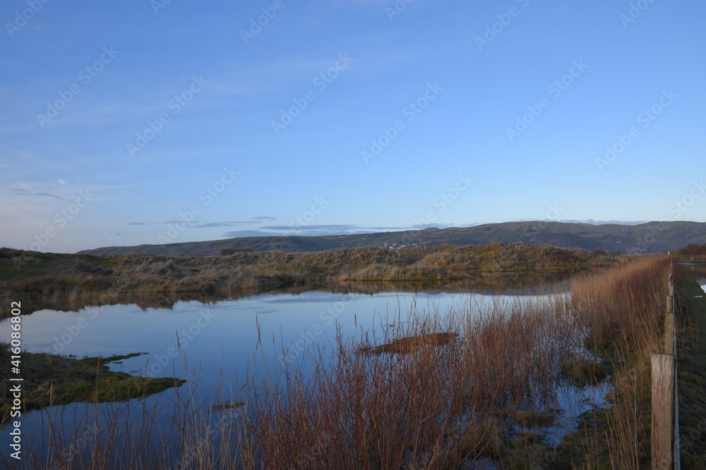 the flooded landscapes of the sand dunes of Ynyslas