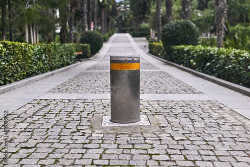 rising bollard blocks the entrance to the pedestrian alley photo