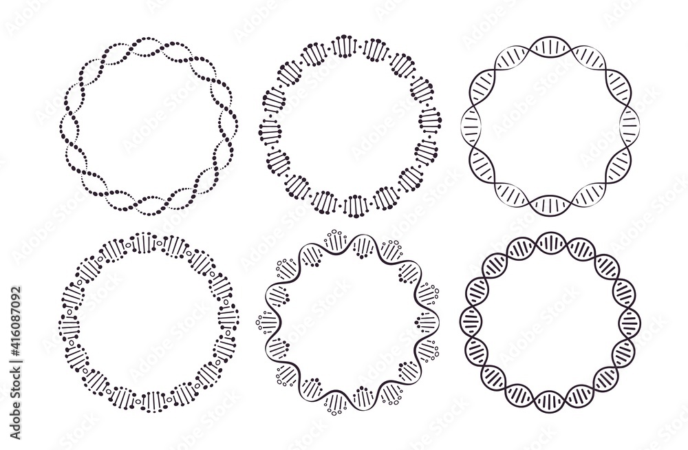 DNA round frames. Circle framing with genome helix structure isolated