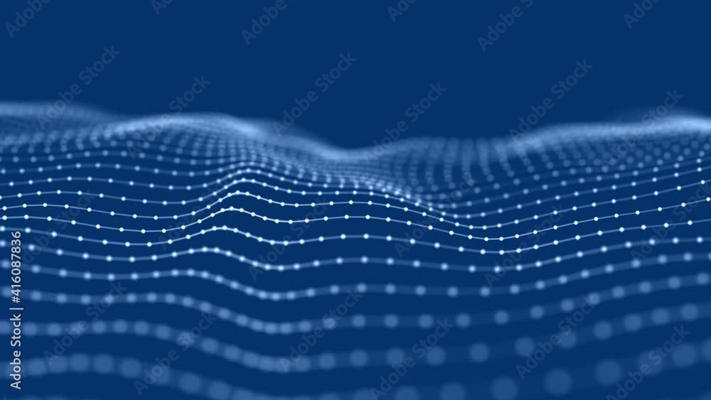 Abstract wave with moving dots and lines. Flow of particles. Cyber technology illustration. 3d rendering Abstract wave with moving dots and lines. Flow of particles. Cyber technology illustration. 3d rendering