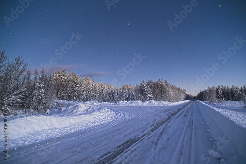 Starry sky on a winter evening in northern Sweden © jojoo64