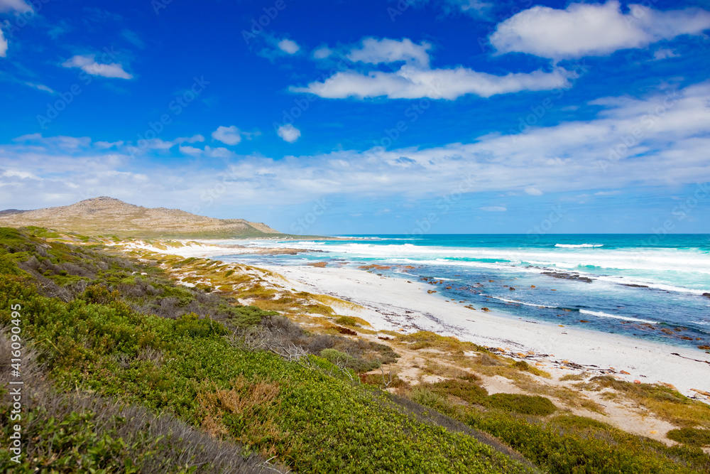 Sandy beach on western side of Cape Town peninsula