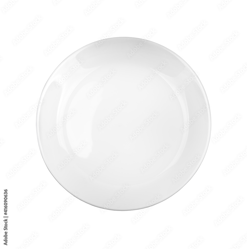 White plate isolated on white background top view White plate isolated on white background top view