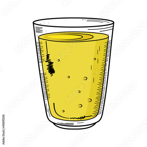 yellow drink in glass drawing icon vector illustration design