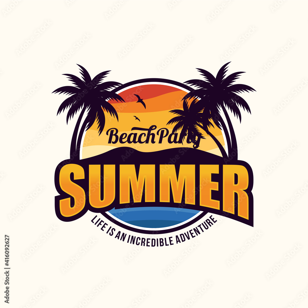 Summer Beach Logo Vector Illustration