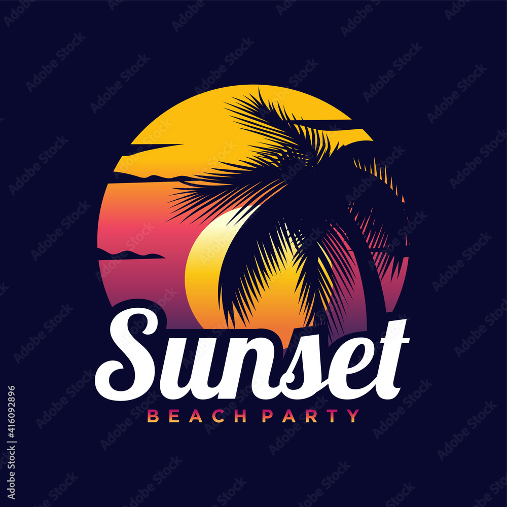 Summer Beach Logo Vector Illustration