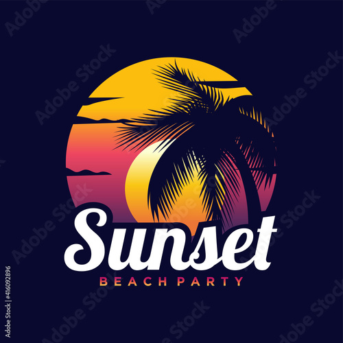 Summer Beach Logo Vector Illustration