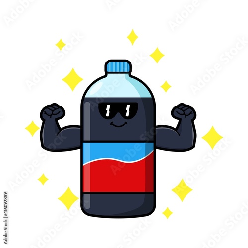 cute coke bootle cartoon mascot character vector design