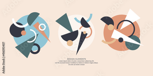 Abstract elements in retro style, a template for your design. A set of geometric compositions.