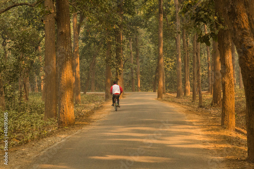 Cycling in Nepalese forest