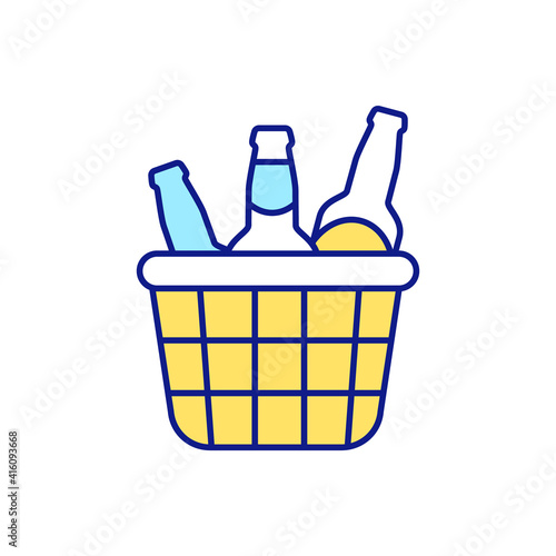 Putting away unnecessary dishes in containers and cases RGB color icon. Clutter and disorder house. Clean up and decluttering. Tidying and general cleaning. Isolated vector illustration