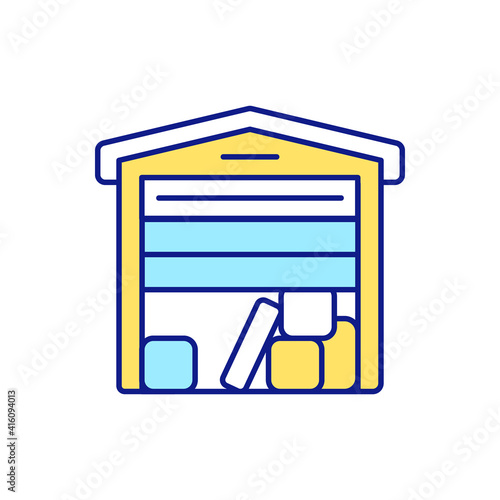 Additional storage space RGB color icon. Decluttering and throwing away unnecessary and expired products. Regular cleaning-out of house. Boxes and shelves. Isolated vector illustration