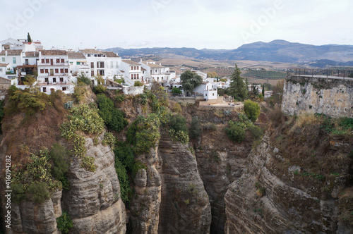View on Ronda, houses on rocks, Spain