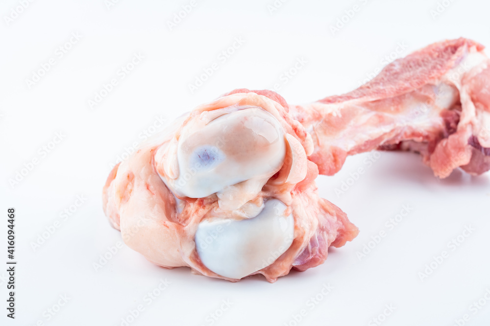 A fresh pork tube bone on white background A fresh pork tube bone on white background