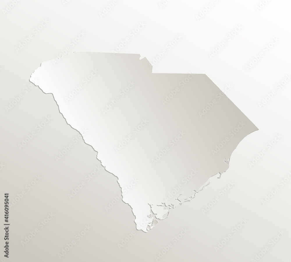 Naklejka South Carolina map, card paper 3D natural blank