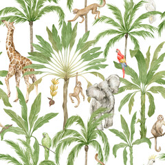 Sierkussen Tropische print patronen Aquarel Afrikaanse jungle dieren patroon  © Kate K.