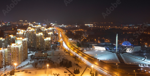 streets of Minsk at winter night.