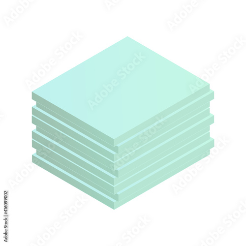 Isometric vector illustration wall gypsum board isolated on white background. Realistic construction block icon in flat cartoon style. Tongue-and-groove plaster plate. Building, construction material.