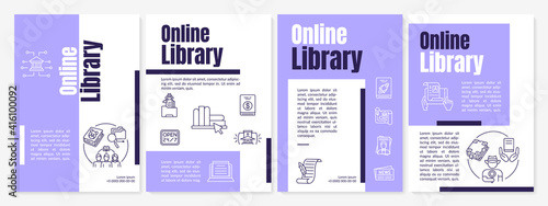 Online library brochure template. New technology avaliable . Flyer, booklet, leaflet print, cover design with linear icons. Vector layouts for magazines, annual reports, advertising posters photo