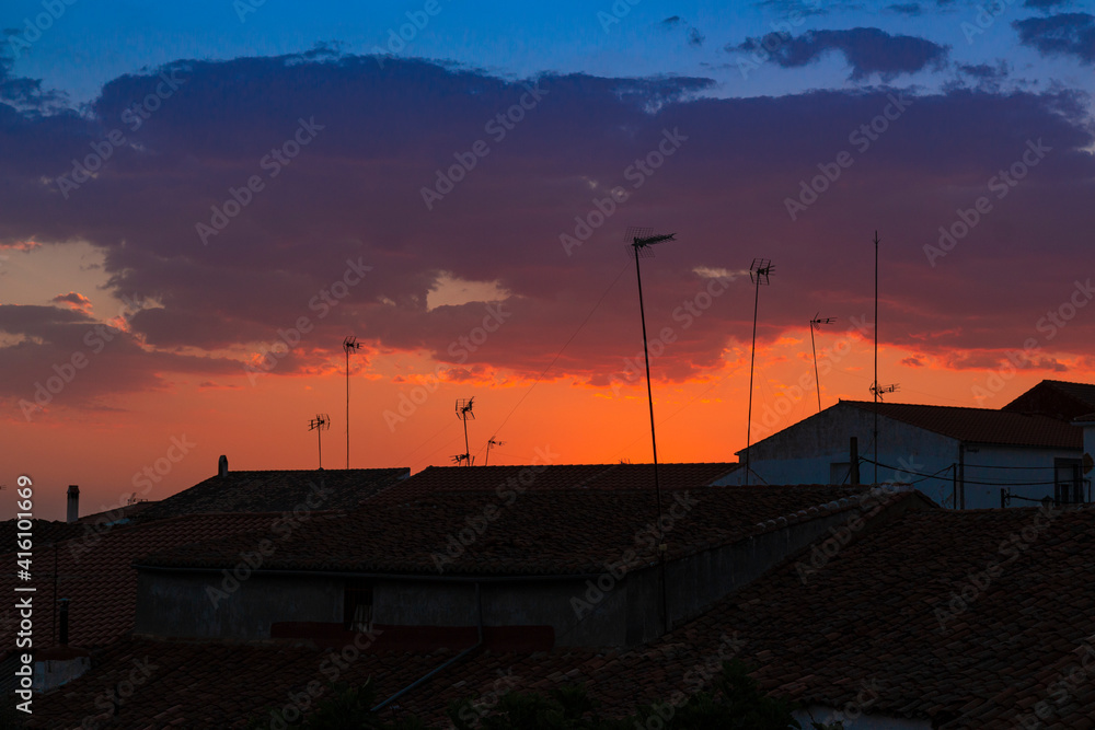 Sunset in a town in southern Andalusia