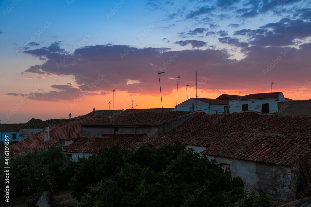 Sunset in a town in southern Andalusia