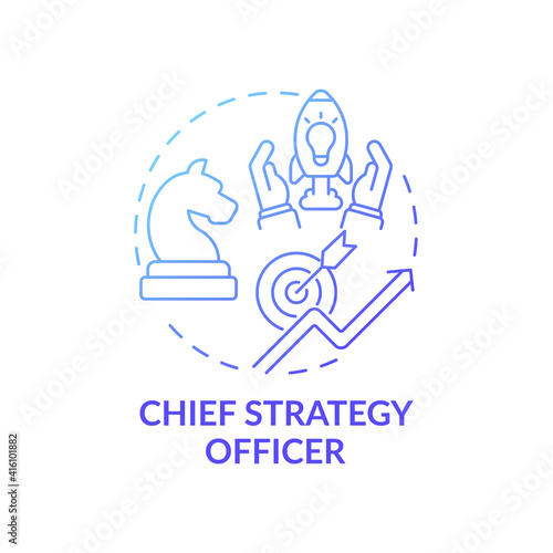 Chief strategy officer concept icon. Top management positions. Developing corporation initiatives. Business creation idea thin line illustration. Vector isolated outline RGB color drawing