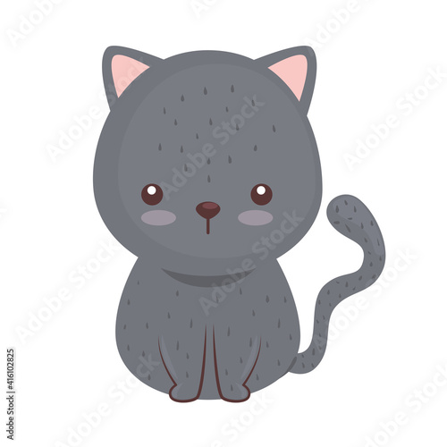 cute lovely , cat animal character vector illustration design