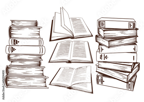 Set of book stacks.