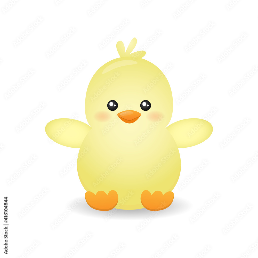 Cute little chicken isolated on white background. Vector illustration