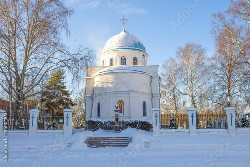 Cathedral of the Nativity of the Blessed Virgin Mary on a sunny February day. Priozersk, Russia