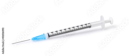 Vaccine syringe isolated on white background