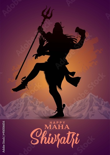 happy maha Shivratri mahadev black color, a Hindu festival celebrated of lord shiva night, English calligraphy. vector illustration design