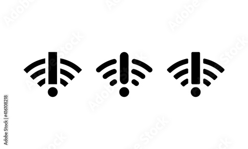 No signal internet icon. No Wifi sign. Wireless connections vector sign. No wireless connections. Vector EPS 10. Isolated on white background