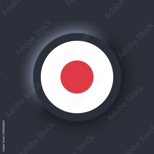 Flag of Japan. National Japan flag. Japanian symbol. Vector illustration. EPS10. Simple icons with flags. Neumorphic UI UX dark user interface. Neumorphism photo