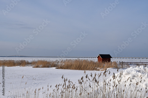 The Oland Bridge in winter season photo