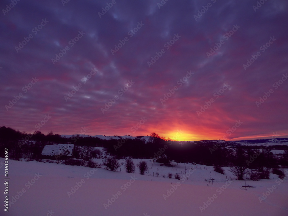 Winter sunrise in the mountains Winter sunrise in the mountains