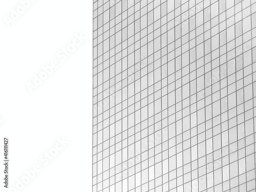 Black and white detail with a modern glass office building. Abstract photography