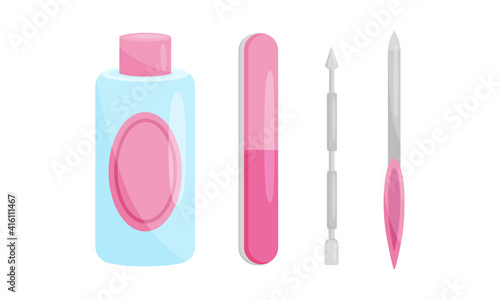 Manicure and Pedicure Tools with Nail File Vector Set