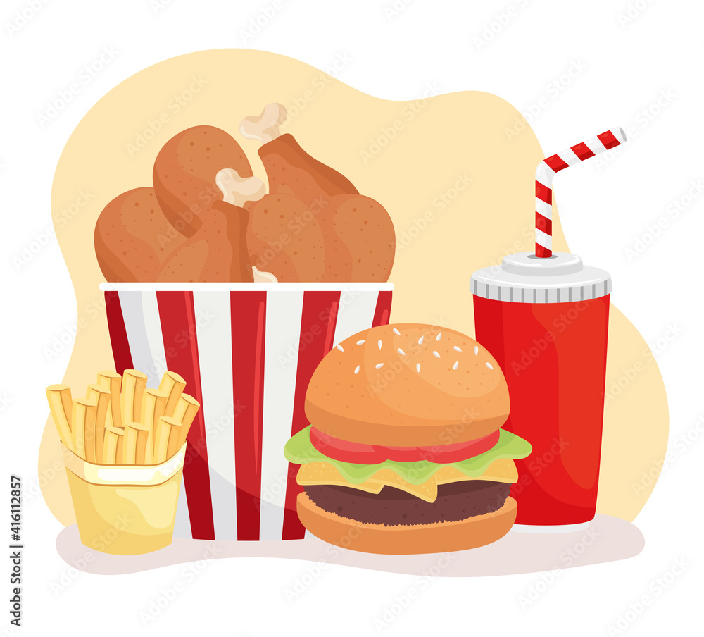 delicious fast food and soda icons vector illustration design delicious fast food and soda icons vector illustration design