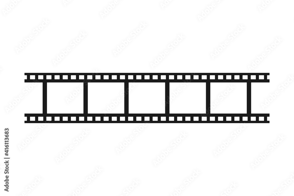 Isolated filmstrip with blank film frame for repeating pattern background in vector silhouette Isolated filmstrip with blank film frame for repeating pattern background in vector silhouette