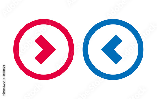 Arrow Left Right Icon BLue And Red Line Design