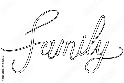 The word family in handwritten lettering vector outline