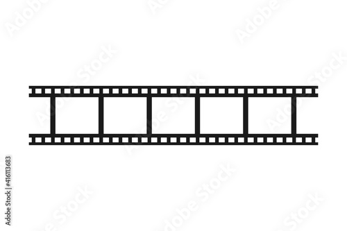 Isolated filmstrip with blank film frame for repeating pattern background in vector silhouette