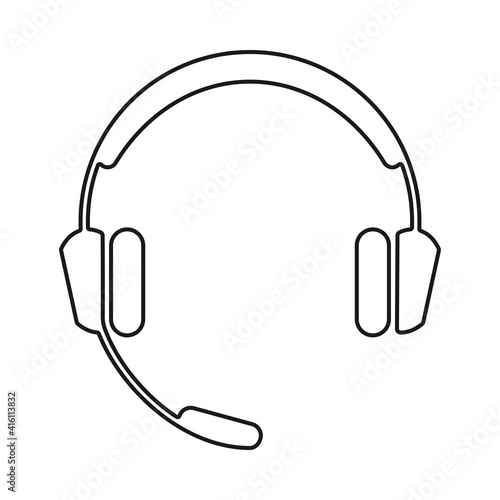 Business headset or headphones with microphone for communication equipment symbol in vector icon