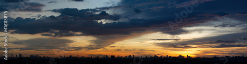 Sunset over the Bangkok city, Thailand