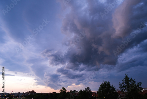 Beautiful dramatic storm sky with dark clouds, thunderstorm