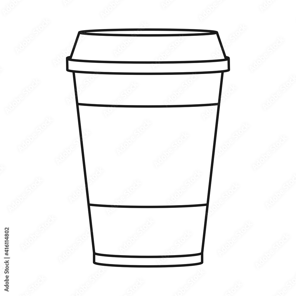 Take out coffee or take away cup of tea in outline vector icon