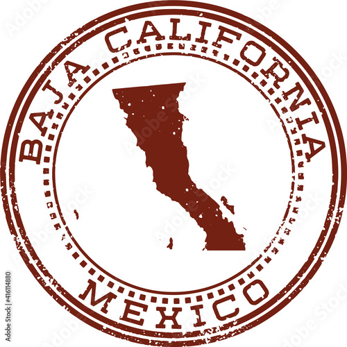 Baja California Mexico State Vintage Travel Rubber Stamp	
