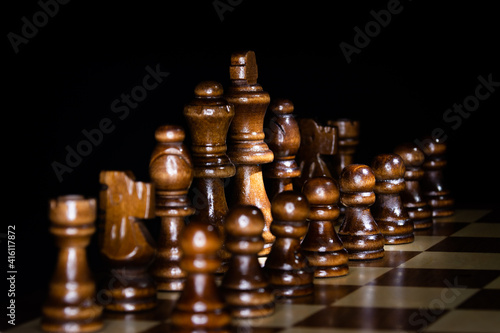 Wooden chess pieces.